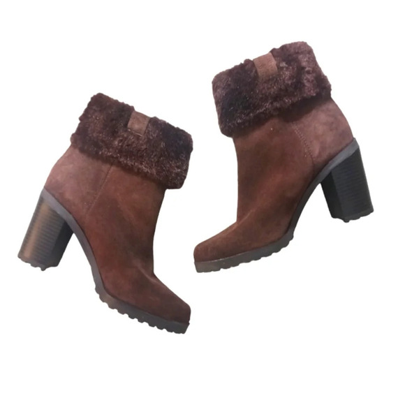 HALSTON | Vintage 1990s Cindy brown suede and faux fur boots - Picture 1 of 12